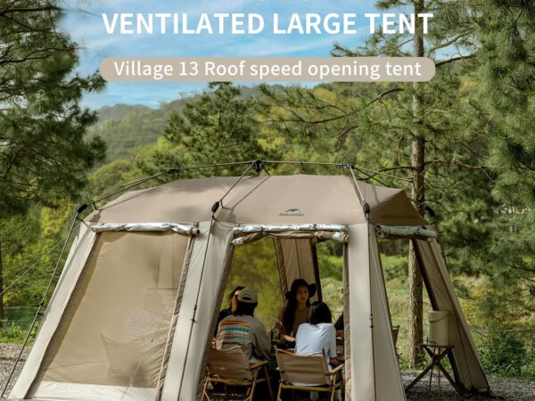 Naturehike Village 13 Zelt 6-8 Personen Vordachzelt Familienzelt mit Vordach Schatten-Regenschutz Pop up Zelt Wasserdicht Winddicht Automatik Zelt für Outdoor Camping Picknick