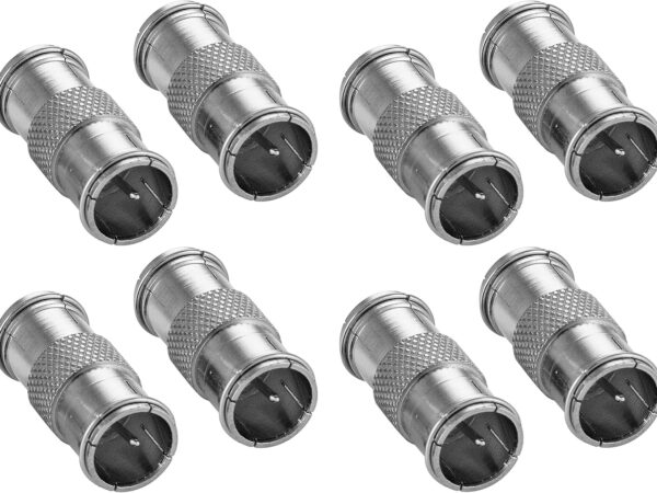 POPPSTAR 8x F-Quickstecker Kupplung (F-Quick SAT Adapter F-Stecker beidseitig), für Koaxialkabel, Antennenkabel, silbern