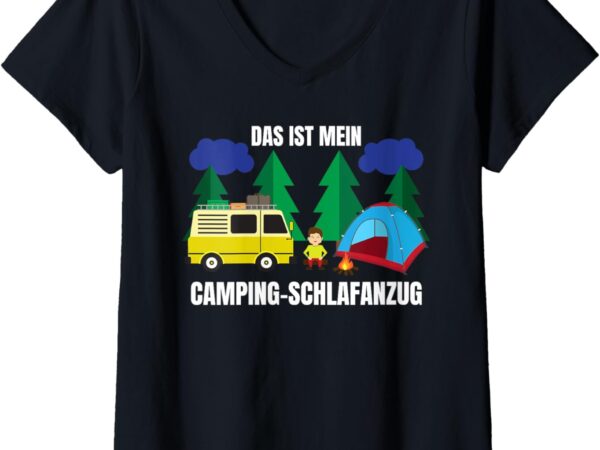 Damen Camping Schlafanzug Pyjama Wohnmobil Zelt T-Shirt T-Shirt mit V-Ausschnitt
