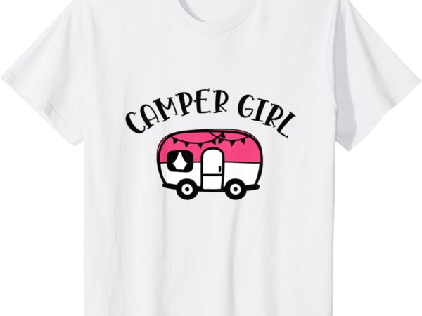 Kinder Camper Girl Camping Mädchen Campen Wohnwagen Reise Campervan T-Shirt