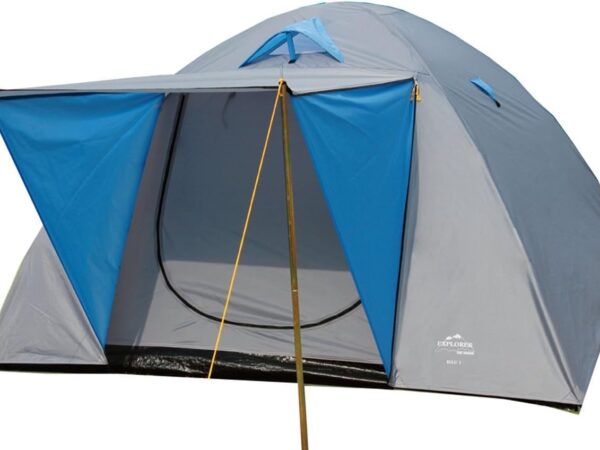 EXPLORER Zelt Iglu 2 & 3 Doppeldach Kuppelzelt mit Vordach Igluzelt 2-4 Personen 2000 mm Wassersäule wettergeschützter Eingang Outdoor Wandern Familie Camping