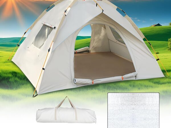 Automatic Instant Tent, 2-4 Person Camping Tent, Pop Up Dome Tent, 4 Seasons Waterproof & Windproof Camping Tent, with Moisture-resistant Pad, for Family Camping