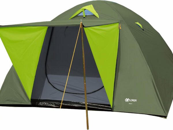 EXPLORER Zelt Iglu 2 & 3 Doppeldach Kuppelzelt mit Vordach Igluzelt 2-4 Personen 2000 mm Wassersäule wettergeschützter Eingang Outdoor Wandern Familie Camping