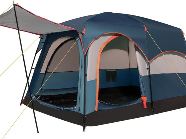 HOMASIS Tunnel Tent for 4-6 People, Waterproof Camping Tent with 2 Room Dividers & 3 Entrances, Tent with Awning & Tent Floor, Family Tent with Carry Bag for Camping, Hiking & Trekking