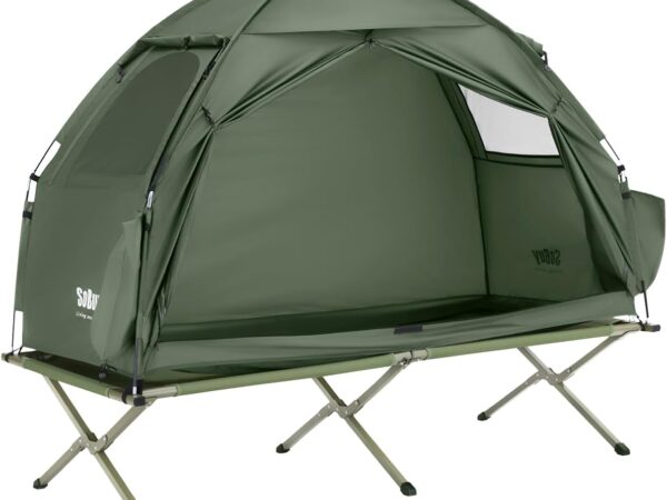SoBuy OGS32-II-GR Camping Tent Single Tent with Lamp Hooks and Shoe Storage Bags 2-in-1 Tent 1 Person Practical Green W x H x D x H x D x H x D x H x W x H x H x D