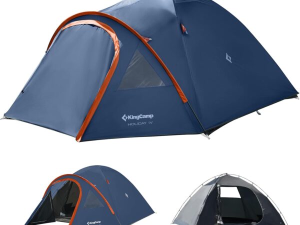 KingCamp Camping Zelt für 4 Personen Geräumig Trekkingzelt PU3000mm Wasserdichtes Kuppelzelt 4 Jahreszeiten Ultraleicht Zelte für Camping, Trekking und Outdoor-Aktivitäten