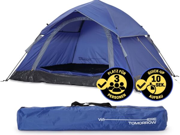 Lumaland Camping Zelt | Leichtes Pop Up Wurfzelt | 2-4 Personen Kuppelzelt | Trekking & Festival Igluzelt | Sekundenzelt Wasserdicht 210x190x110cm | Ideal auch als Strand Wind- & Sonnenschutz