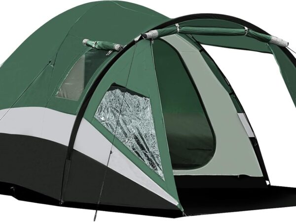 Portal Tent 3-4 Person Standing Height Camping Dome Tent XL with Porch Side Door & Window 3-4 Season 3000 mm Waterproof for Outdoor Festival Family