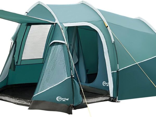 PORTAL Zelt 3 Perosonen Camping Zelt Wasserdicht 3000mm mit Vorzelt Fenster 3 Mann Tunnelzelt Familienzelt Festivalzelt für Camping Reise Trekking Garten