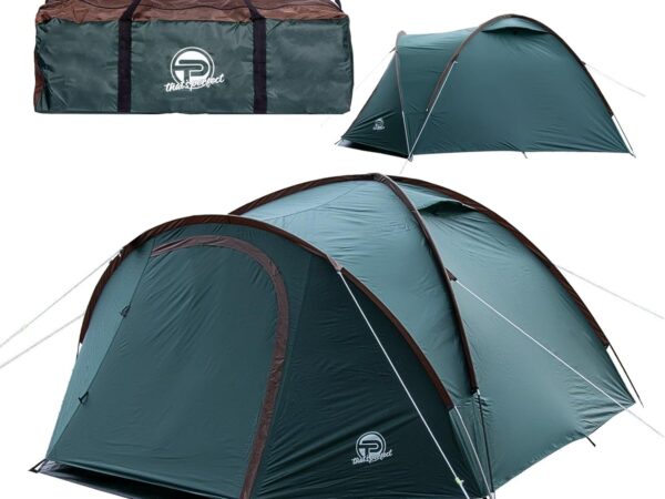Camping Tent 3-4 Person (Double Walled) - Lightweight, Sturdy, Waterproof | Darkened Interior, Mosquito Net, Fluorescent Guy Line, Reinforced Pegs, Porch with Groundsheet Includes Carry Bag
