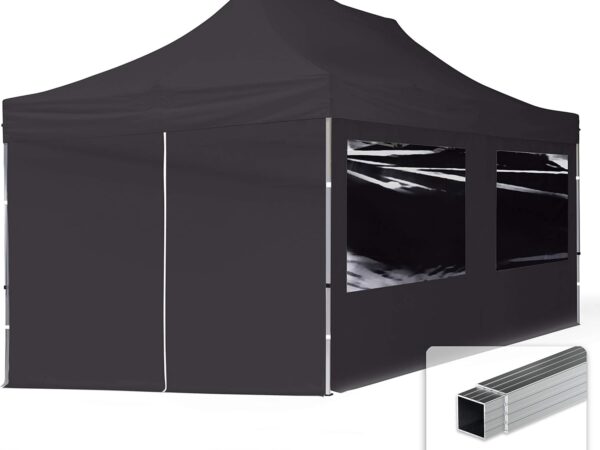 TOOLPORT Faltpavillon Faltzelt Pavillon 3x6m - 4 Seitenteile Aluminium 32mm Partyzelt 700N schwarz