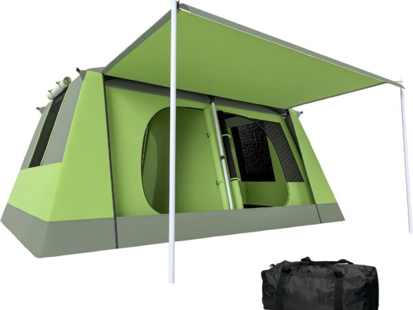 Outsunny Camping Tent for 4-8 People Lightweight, Stable Waterproof Tunnel Tent with Canopy, Window, Hooks, Side Pocket, Family Tent with 2000 mm Hydrostatic Head Tent for Camping, Travel, Trekking