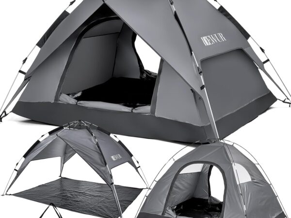 DEWUR Campingzelt 3-4 Personen Wasserdicht Pop Up Kuppelzelt Familie Zelt Strandzelt Pavillonzelt Schattenzelt Sonnen UV-Schutz für Trekking, Camping, Outdoor, Festival