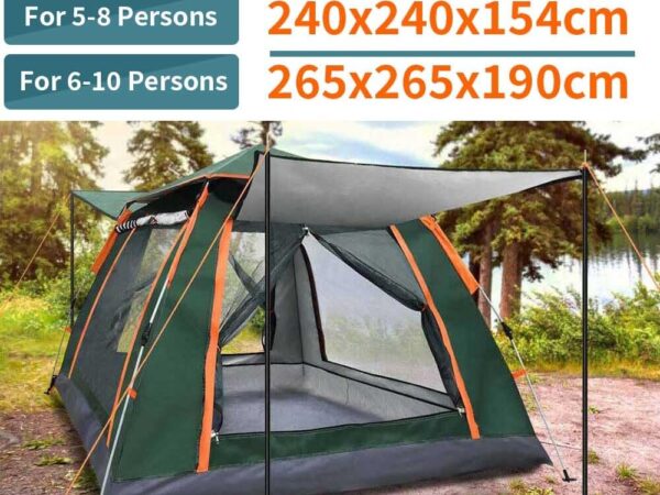 Camping Zelt Wurfzelt 4/10 Personen Sofortzelt Pop Up Strandzelt Kuppelzelt Automatisches Wasserdicht Winddichte & UV Schutz für Trekking, Wandern, Familientreffen, Outdoor
