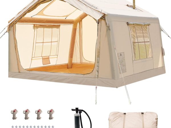 Ytaoeo Aufblasbares Zelt für Camping Outdoor Zelt mit Luftpumpe, Kaminöffnung Aufblasbares Gampingzelt aus Wasserdichtem Oxford-Stoff Air Glamping Zelte, Verschiedene Optionen für 2-10 Personen