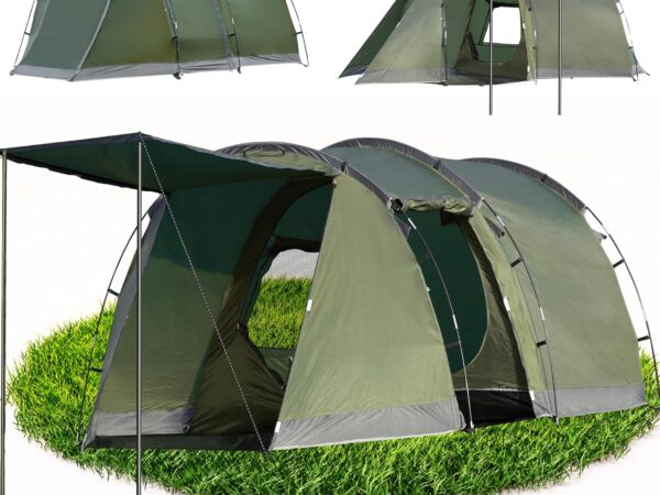 Camping Tent 4 Person Tents 5000 mm Waterproof Tunnel Tent Family Tent Group Tent Awning Awning Teepee Tent Large Camping Tent with Sleeping Cabin Glamping Tent with Removable 03