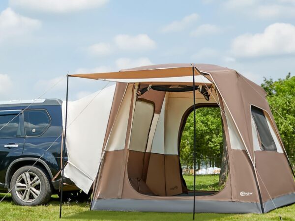 PORTAL Heckzelt 4-5 Personen 2 in 1 Auto Zelt mit Sonnensegel 305x245x220cm 3000mm wasserdicht Familienzelt Festivalzelt für Auto Reise Camping