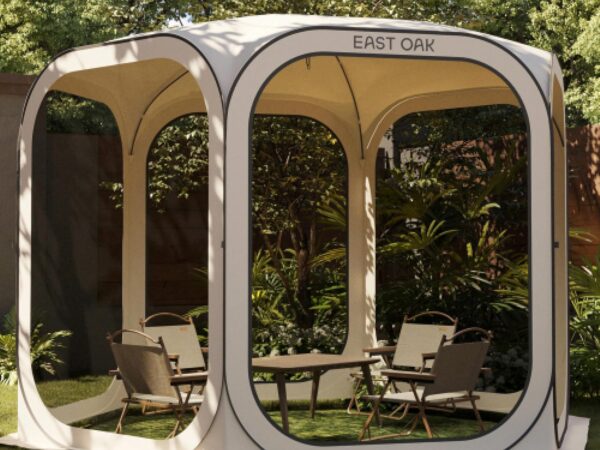 EAST OAK Pop Up Tent, Gazebo 3 x 3 m, Large Pop Up Tent for 4-6 People, Gazebo for Camping, Garden, Patio, Fabrics Waterproof, UPF 50+ UV Protection, 360° Ventilation, Anti Mosquito, with Carry Bag,